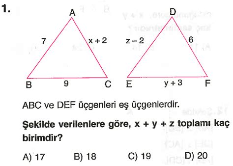 8 sınıf matematik üçgenlerde eşlik ve benzerlik çözümlü sorular video
